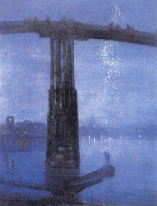 James Abbott McNeil Whistler Blue and Gold-Old Battersea Bridge Spain oil painting art